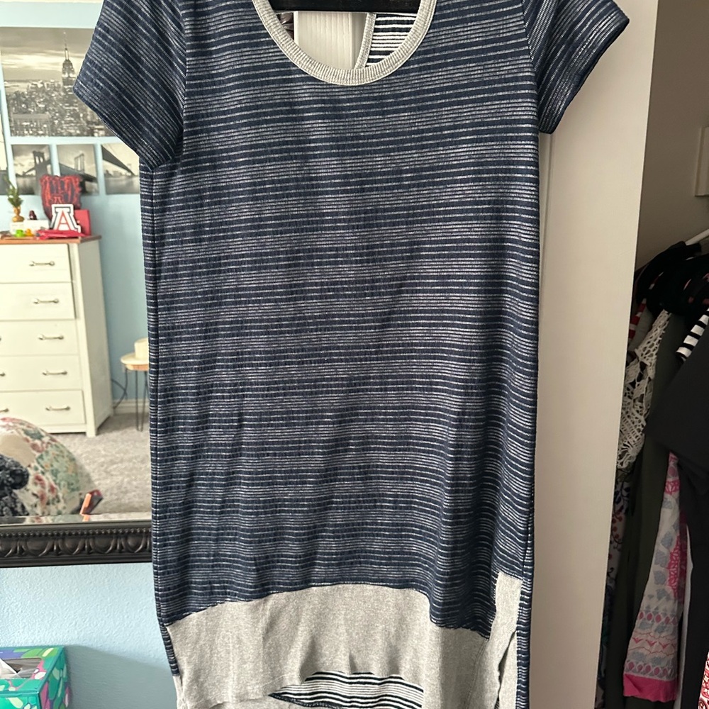 Sundance Navy and Gray Striped Mini Dress